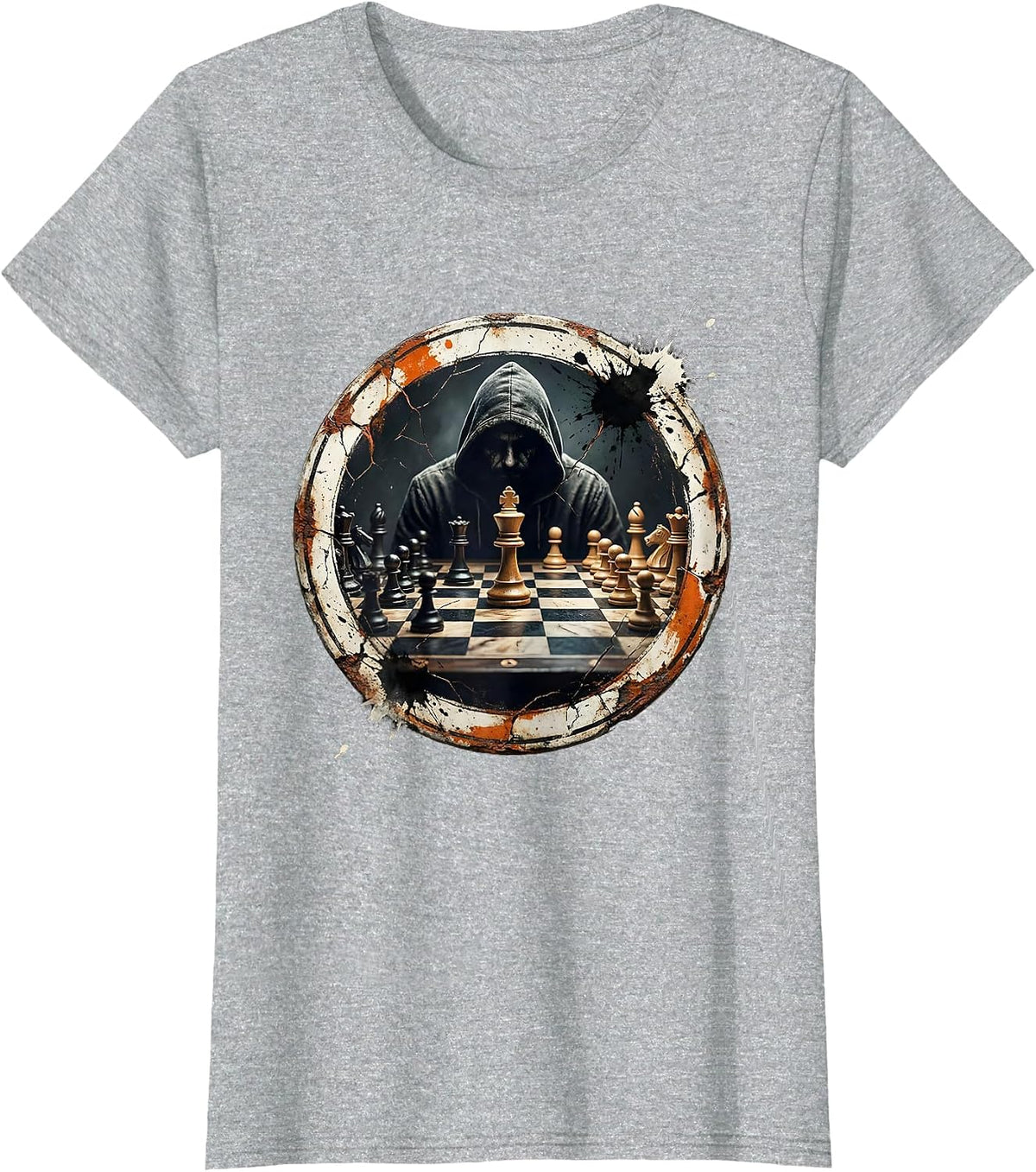 Chess Endgame Deep Thought Graphic Design T-Shirt - Heather Grey