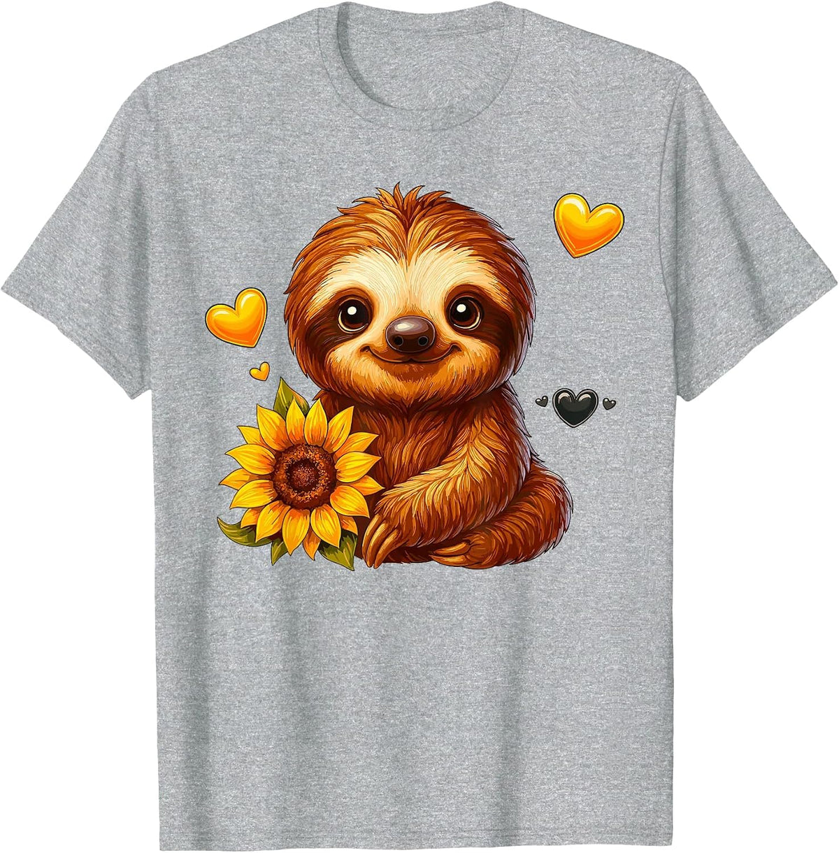 Sunflower Sloth T-Shirt - Heather Grey
