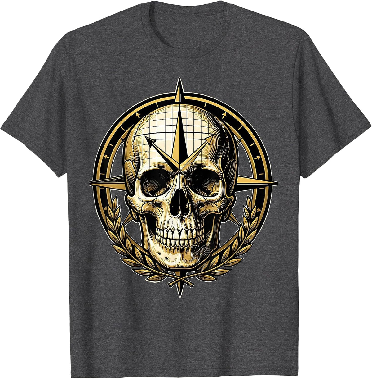 Math Teacher Skull Graph Grid Illustration T-Shirt - Dark Heather Grey