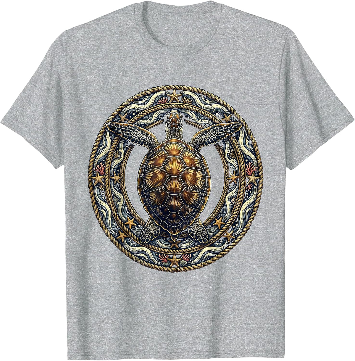 Men's Georgia Sea Turtle Atlantic Coastal Waters Illustration T-Shirt - Heather Grey