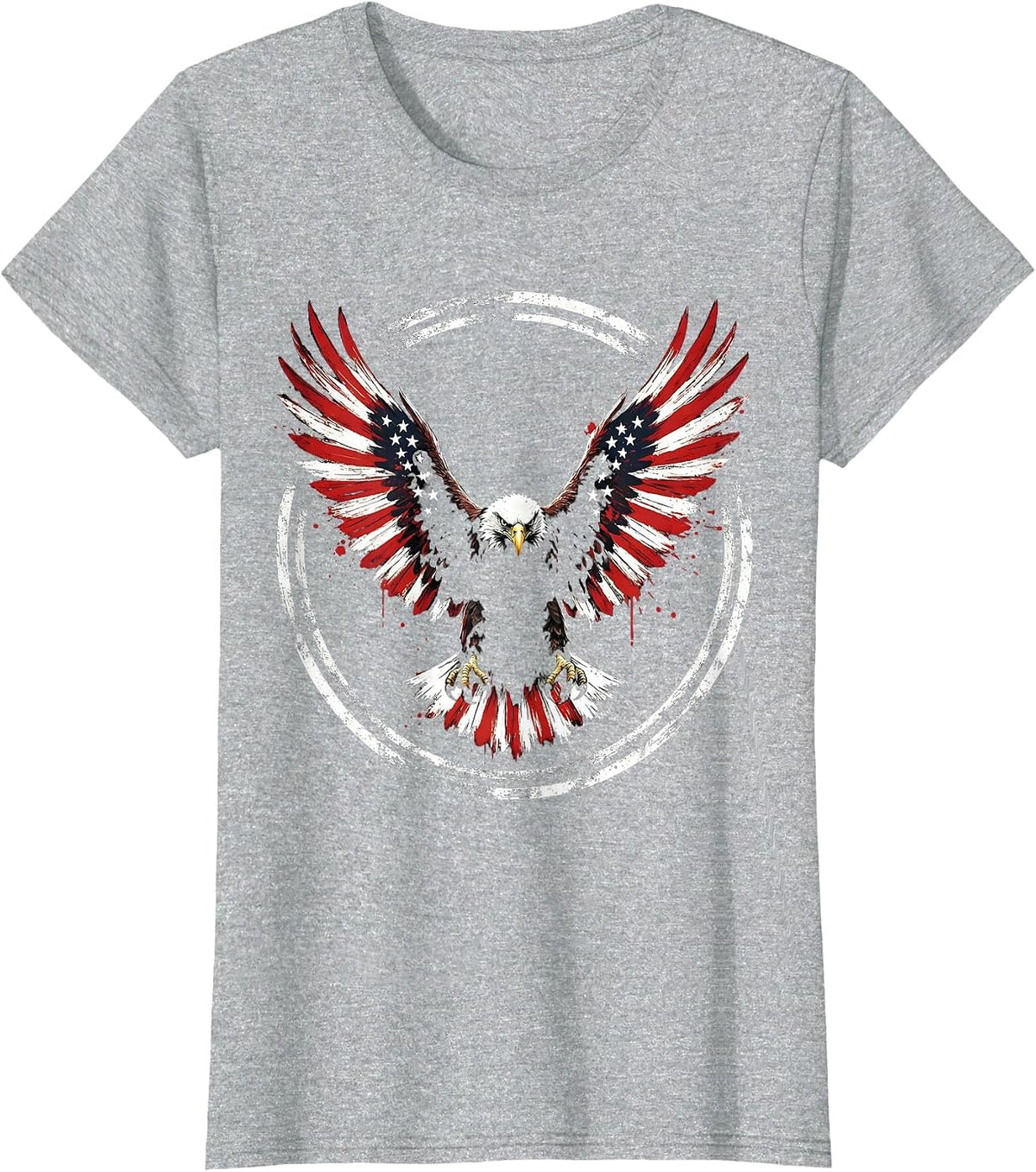 Eagle Soaring American Flag Wings Patriotic Design T-Shirt - Heather Grey