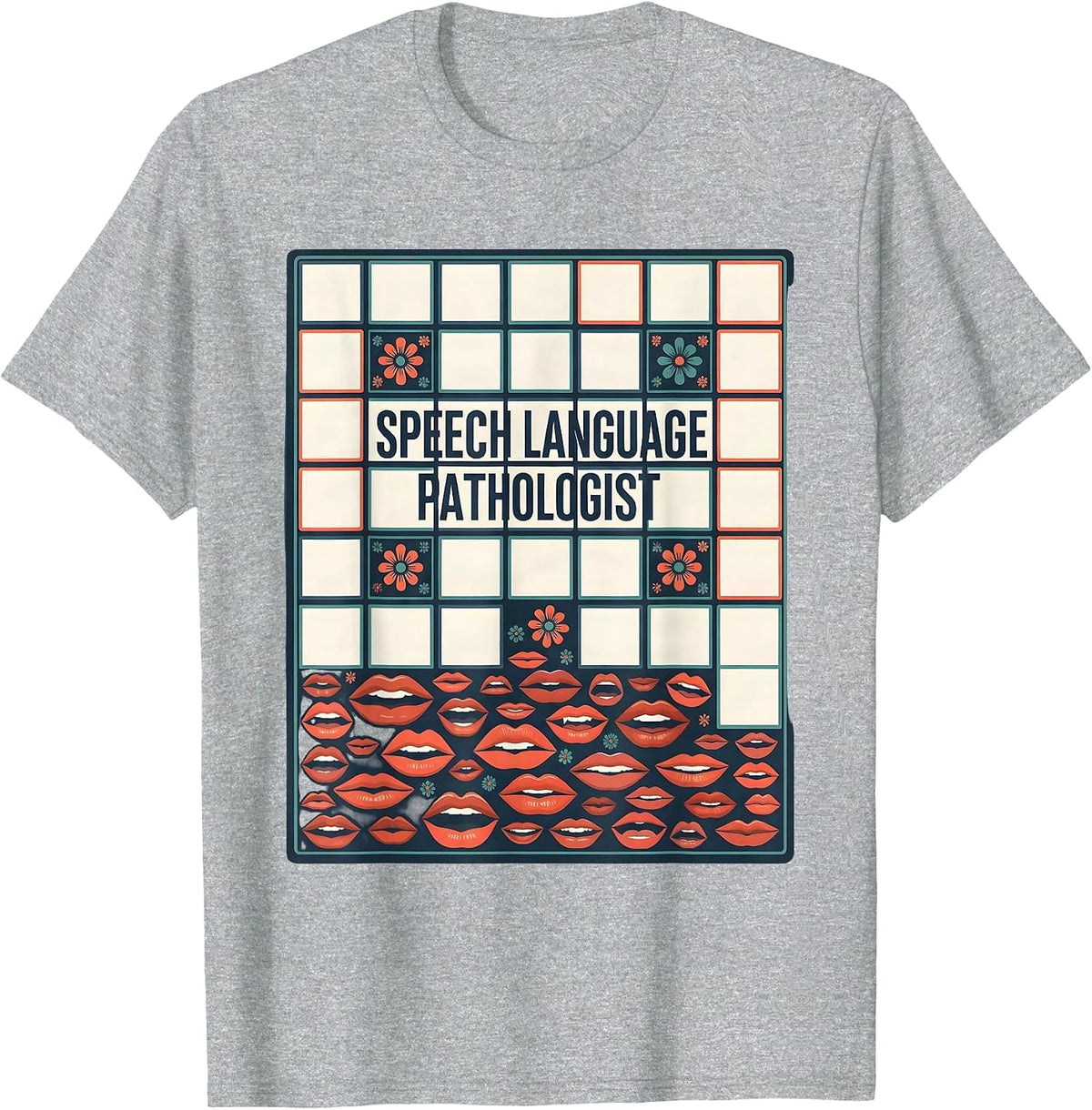Men's Speech Language Pathologist Retro Floral SLP Therapist Pride T-Shirt - Heather Grey