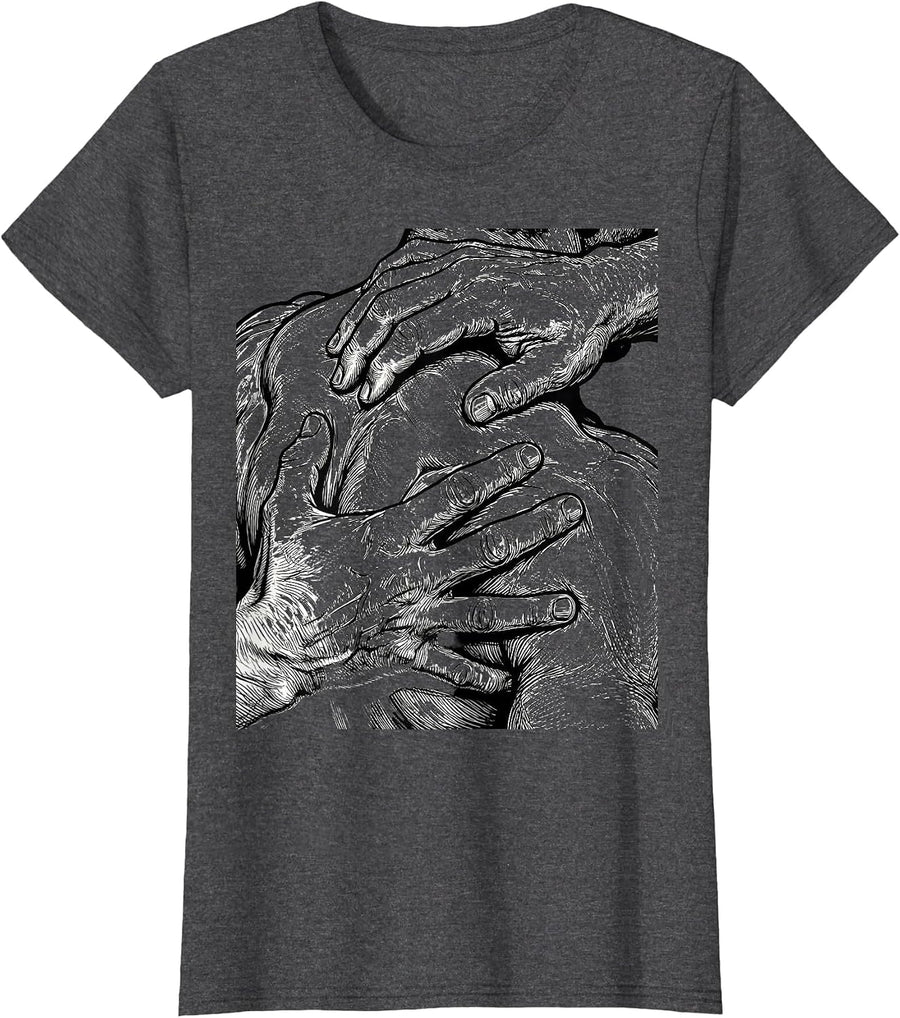 Women's Physical Therapy Shoulder Massage Illustration T-Shirt - Dark Heather Grey