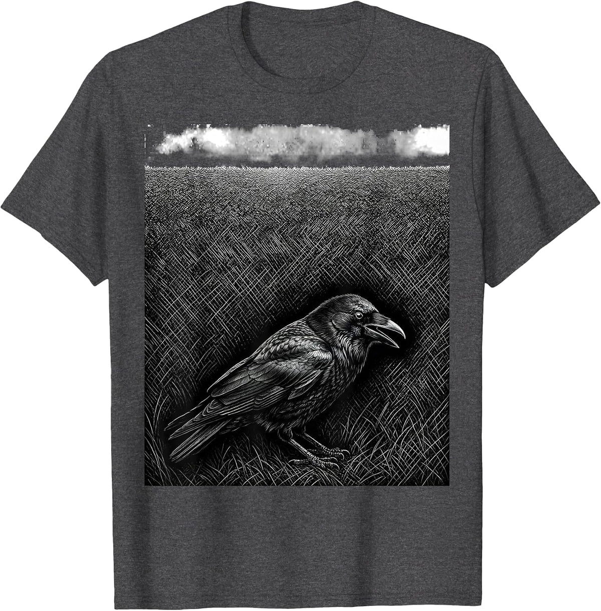 Crow Silhouette Dark Humor Gothic Bird Lover T-Shirt - Dark Heather Grey