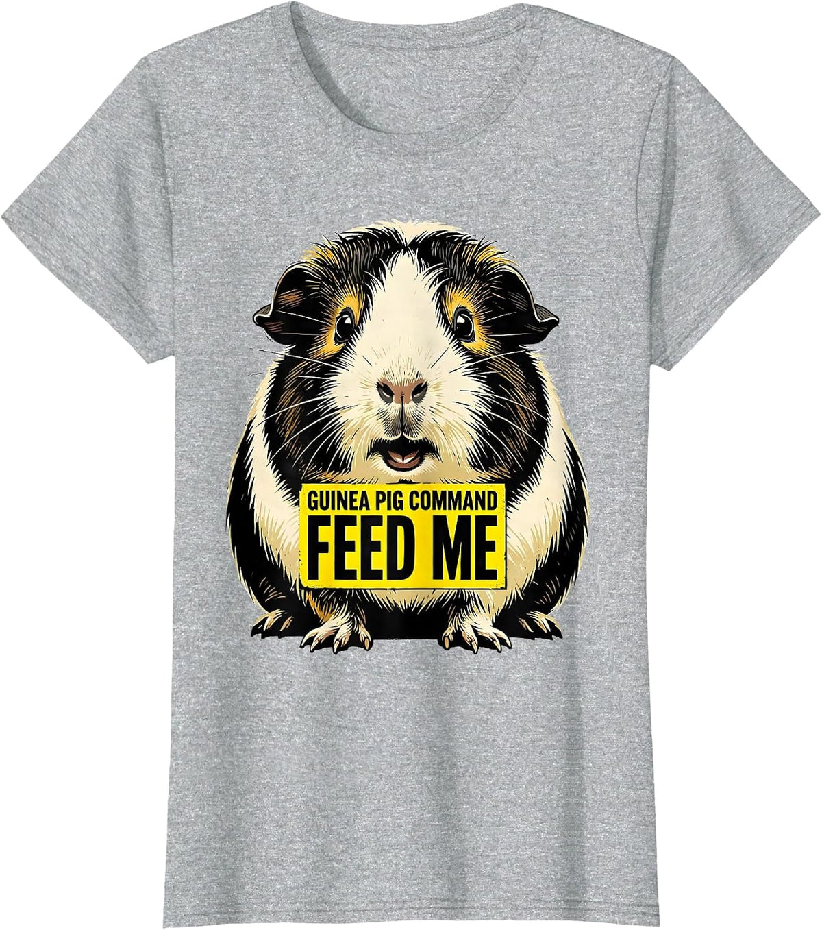 Women's Guinea Pig Command Feed Me Cute Pet Owner Humor T-Shirt - Heather Grey