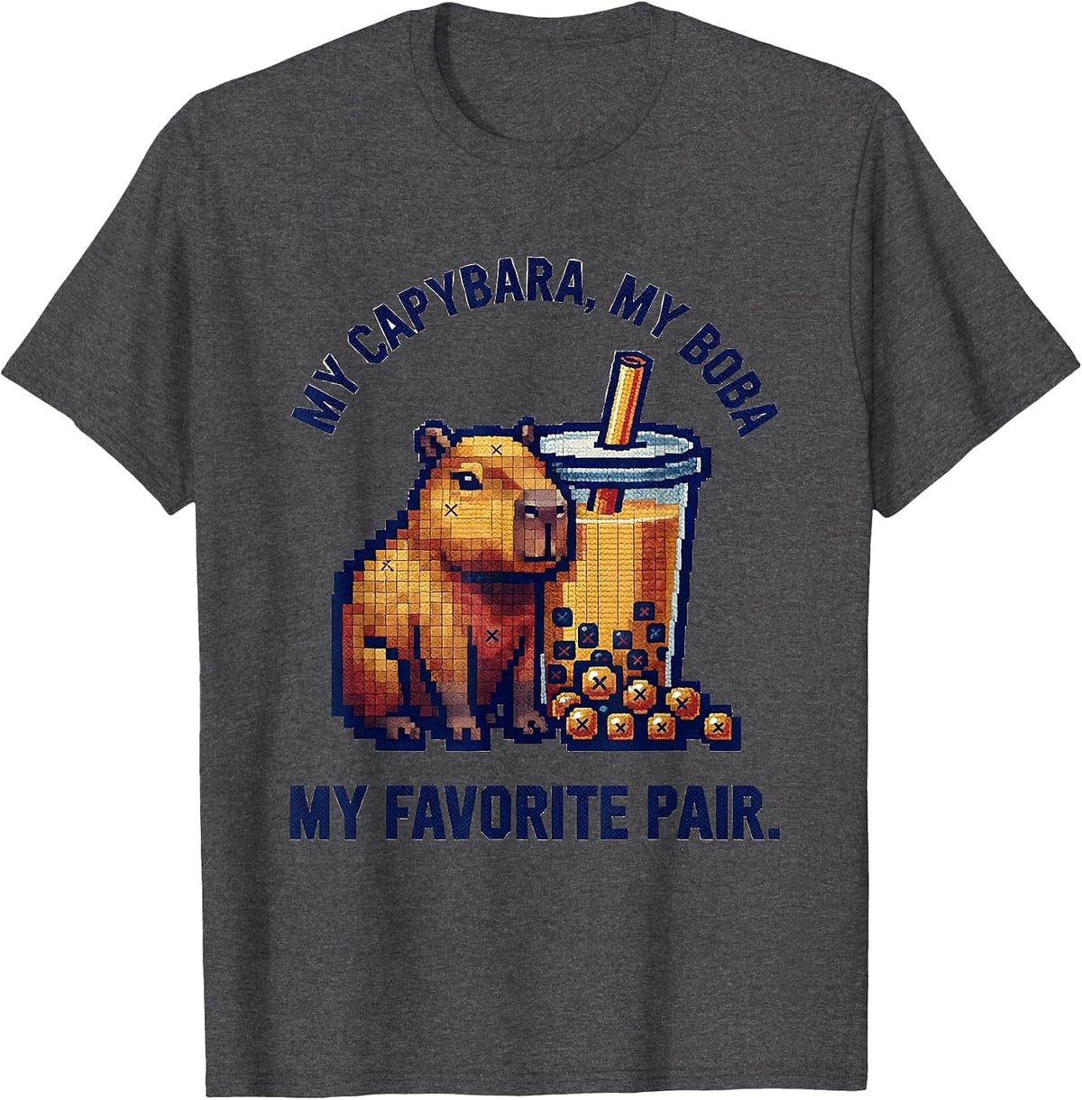 My Capybara My Boba My Favorite Pair Cute Kawaii Anime T-Shirt - Dark Heather Grey