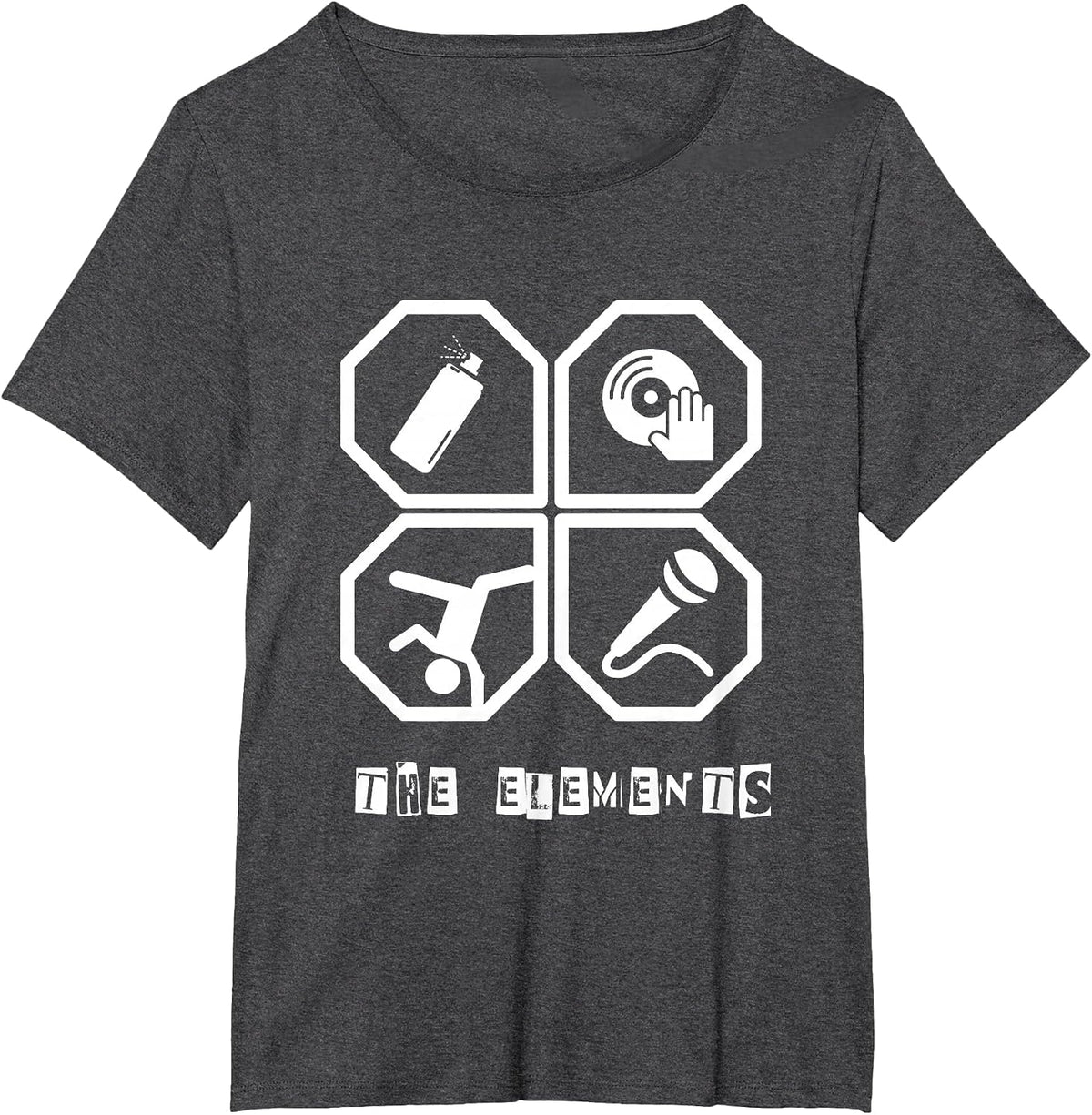 Elements Hip Hop T-Shirt Love Music Tee Shirt T-Shirt - Dark Heather Grey
