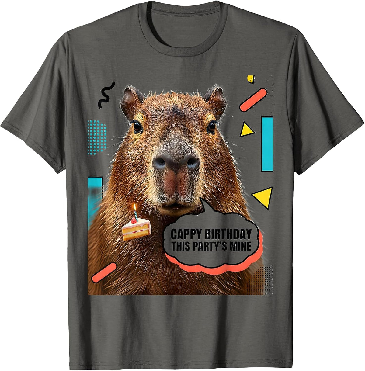 Men's Cappy Birthday This Party’s Mine Kawaii Capybara Kids Party T-Shirt - Asphalt Grey