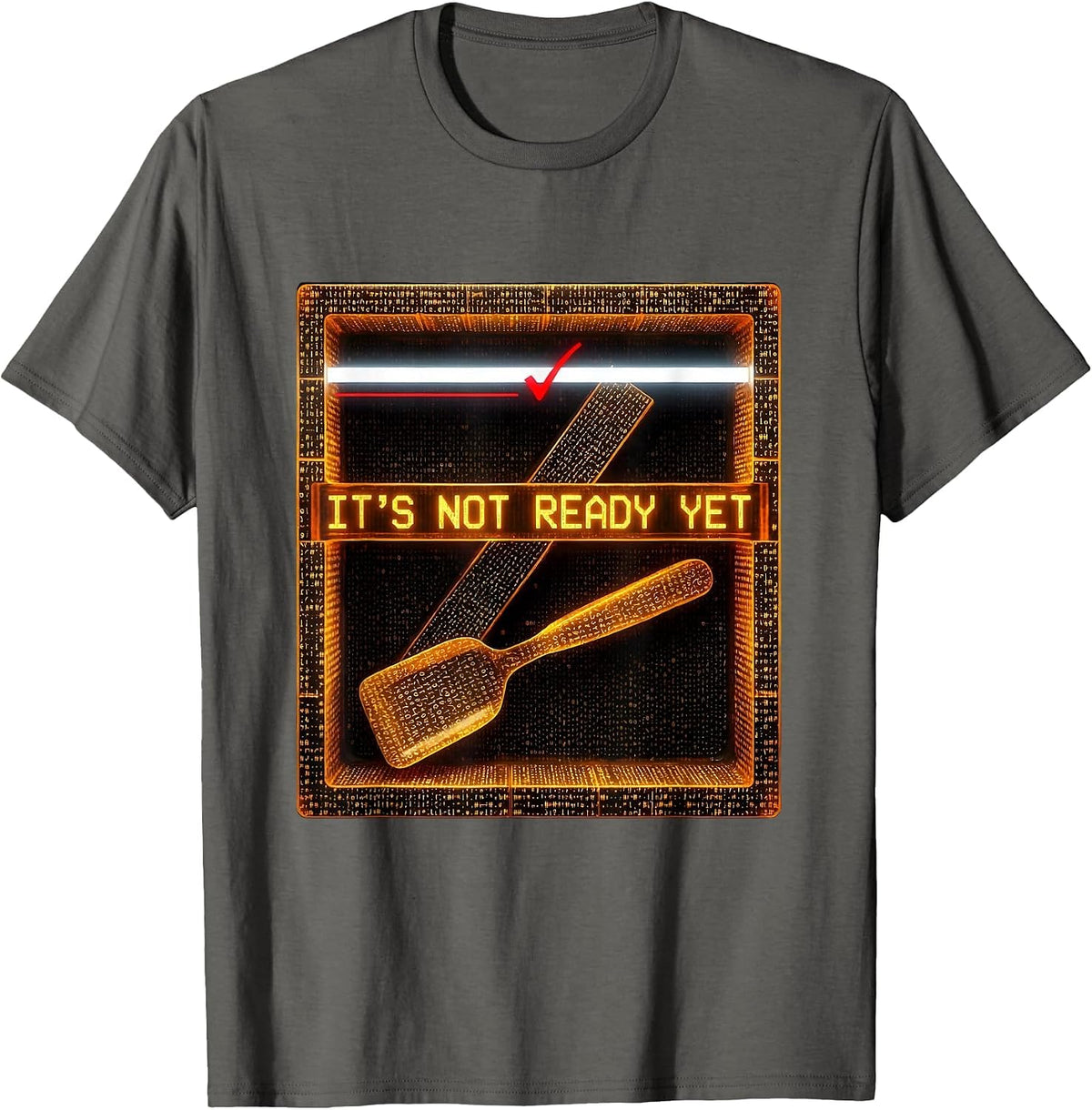 Men's It's Not Ready Yet Ascii Terminal Art Pharmacy Technician T-Shirt - Asphalt Grey