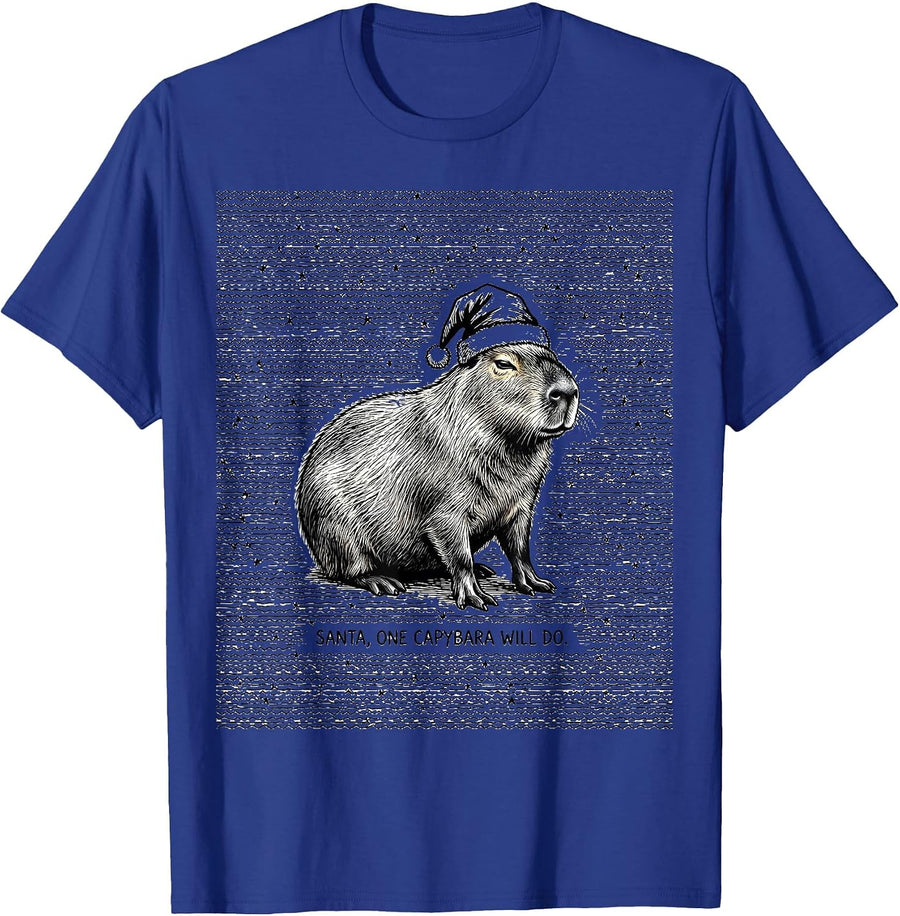 Santa, One Capybara Will Do Funny Capybara Lover Christmas T-Shirt - Royal Blue