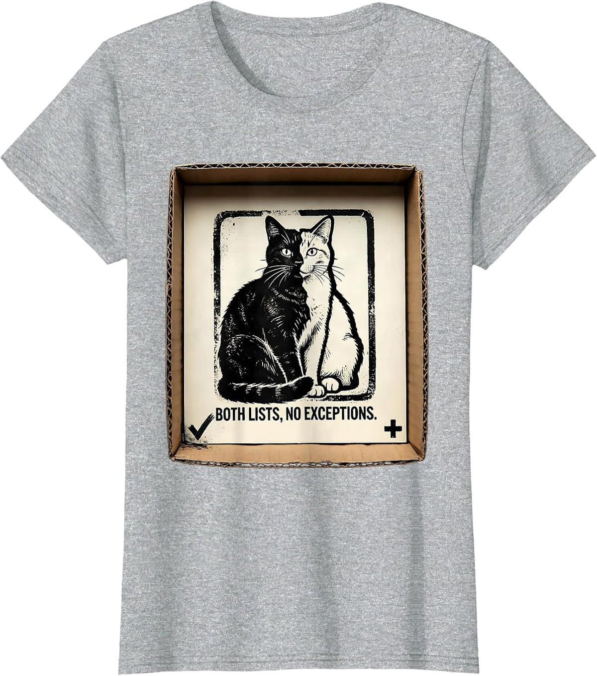 Women's Both Lists No Exceptions Funny Quantum Physics Cat Owner T-Shirt - Heather Grey