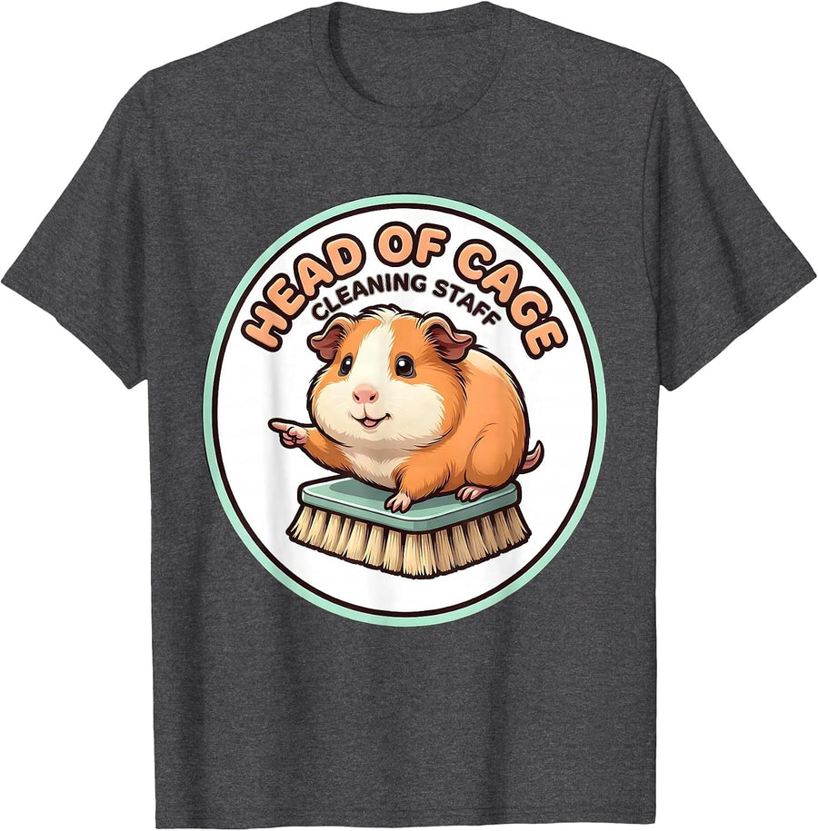 Men's Head Of Cage Cleaning Staff Cute Kawaii Guinea Pig Owner T-Shirt - Dark Heather Grey