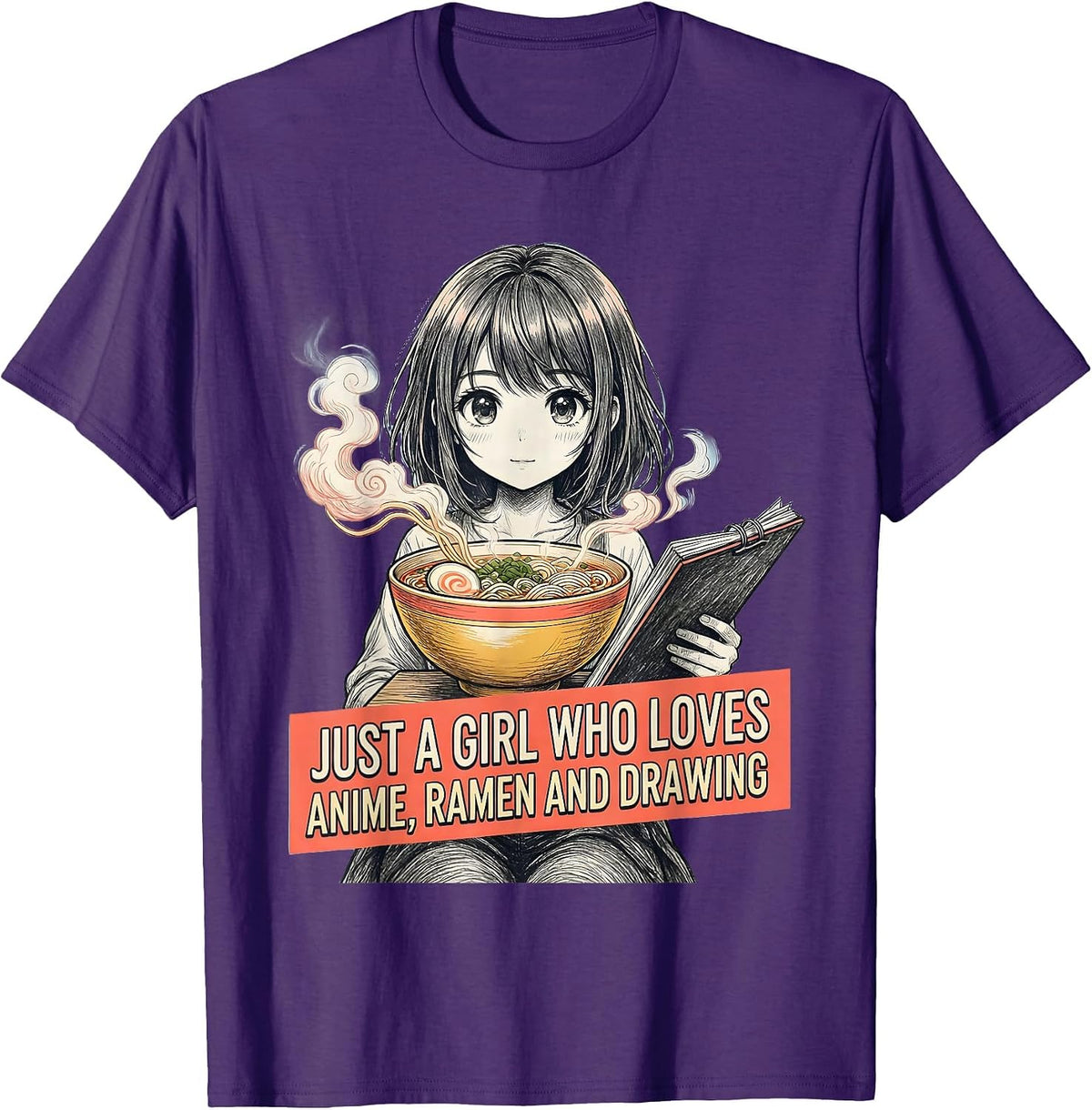 Men's Just A Girl Who Loves Anime Ramen And Drawing Anime Fan T-Shirt - Purple