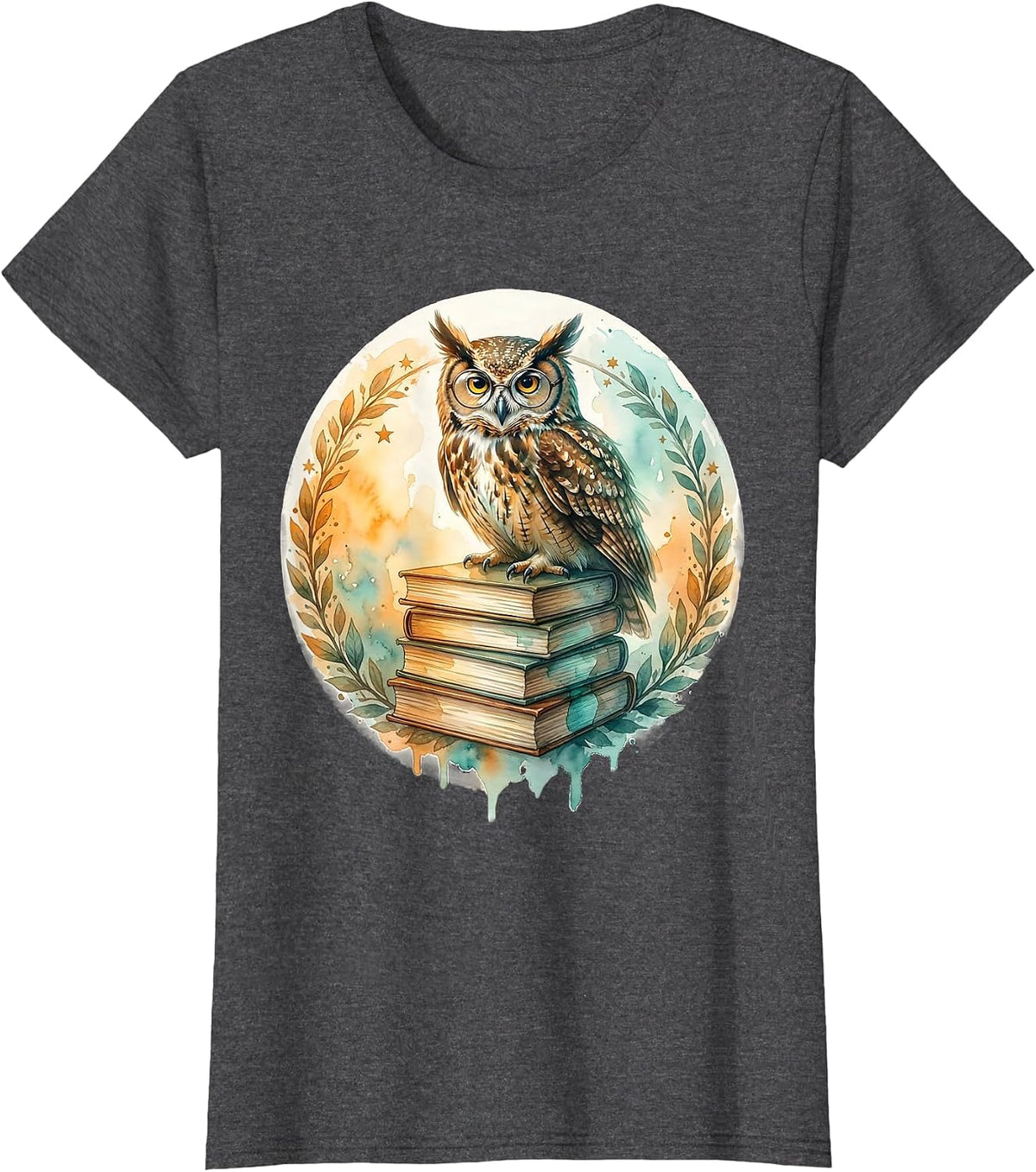 Women's Special Education Teacher Owl on Books Graphic T-Shirt - Dark Heather Grey