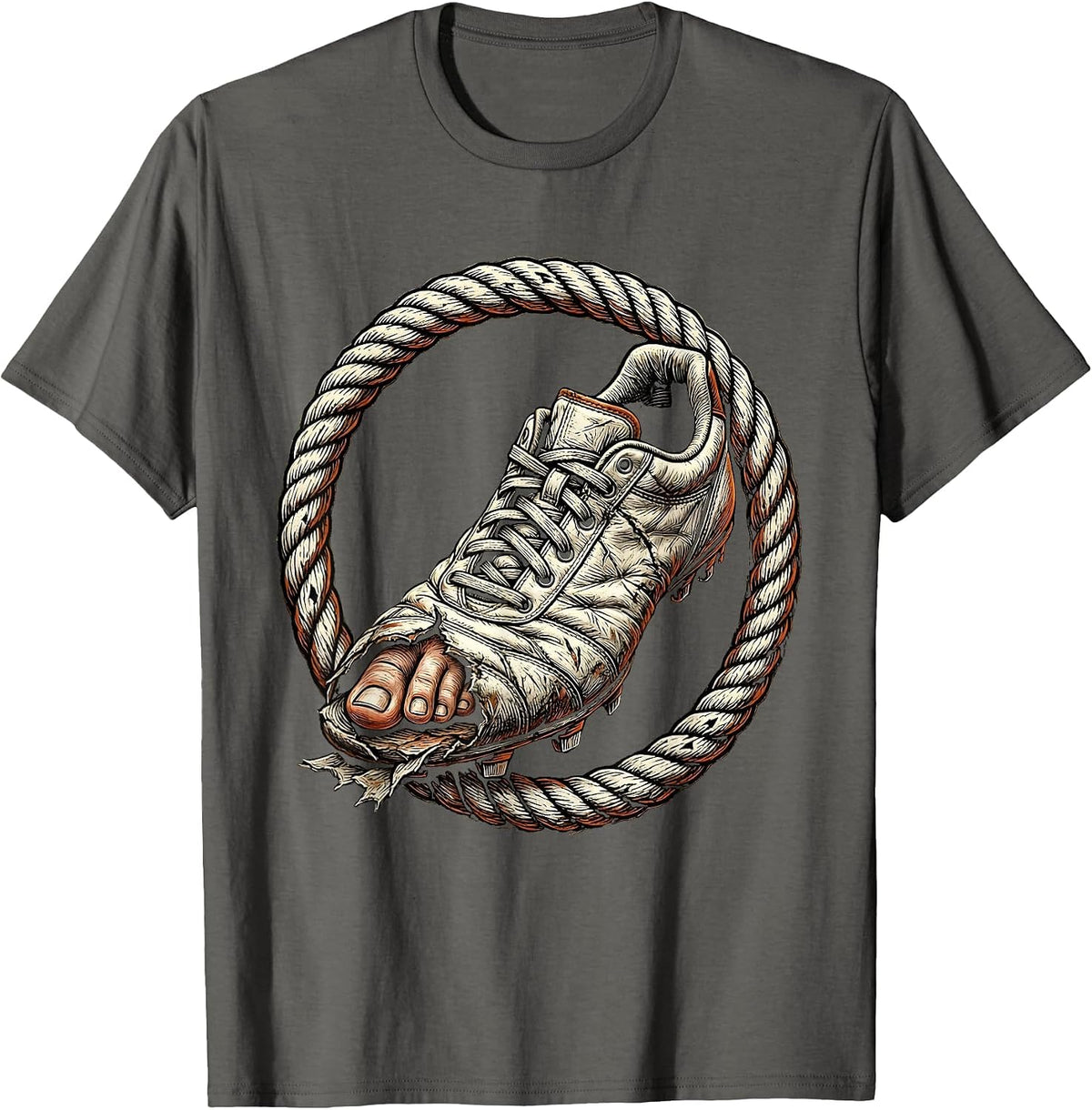 Men's Broken Rugby Boot Worn Cleat Graphic T-Shirt - Asphalt Grey