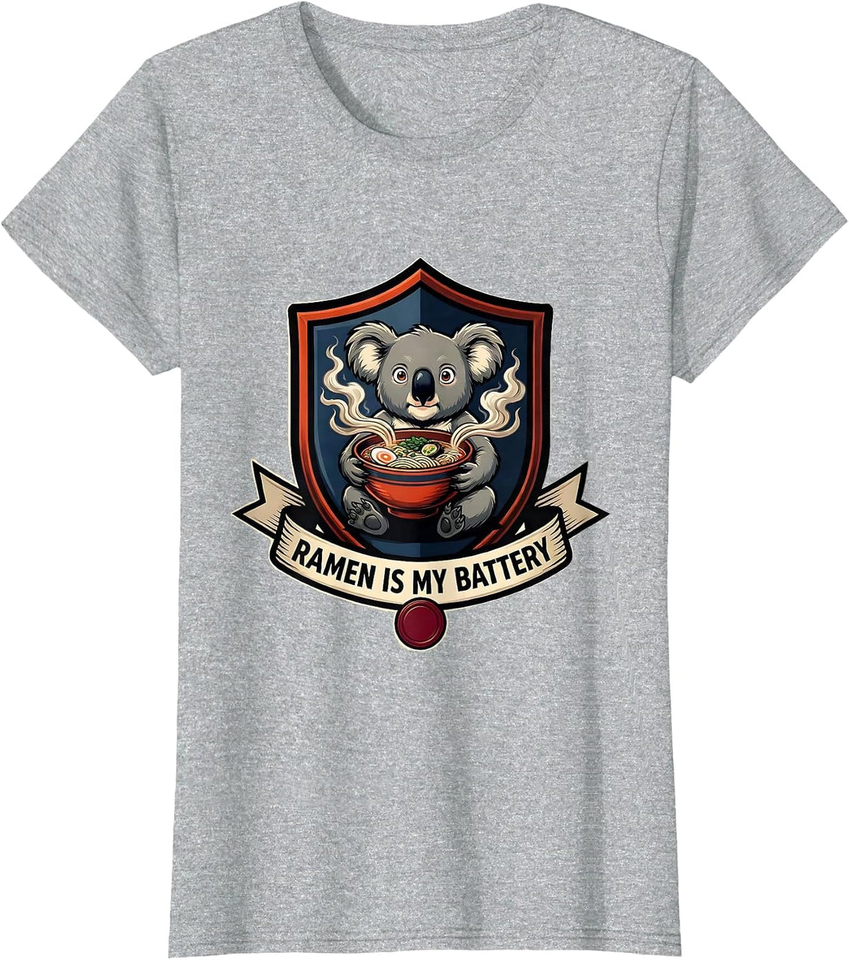 Ramen Is My Battery Funny Koala Anime Animal Lover Gift T-Shirt - Heather Grey