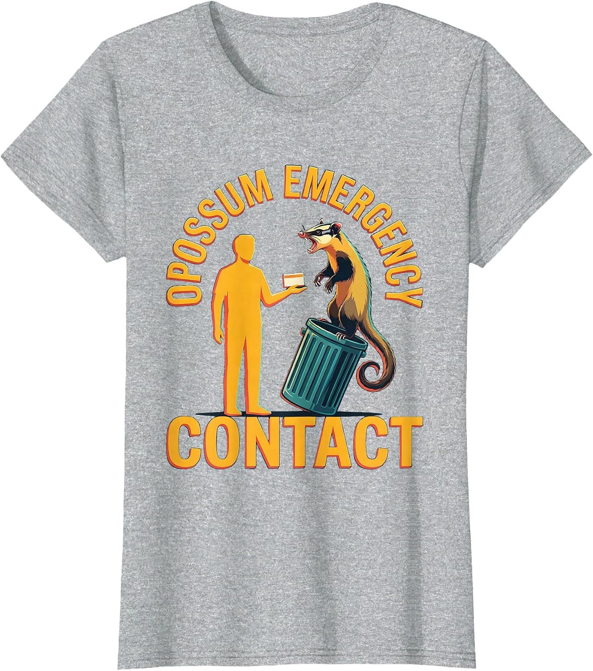 Opossum Emergency Contact Funny Possum Lover Meme Humor T-Shirt - Heather Grey