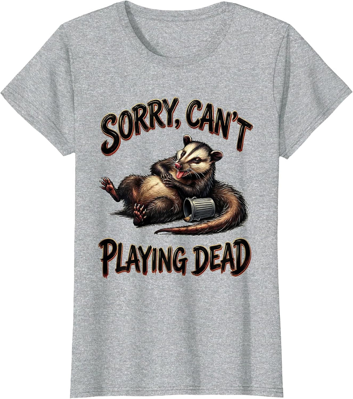 Sorry Can't Playing Dead Funny Opossum Meme Possum Lover T-Shirt - Heather Grey