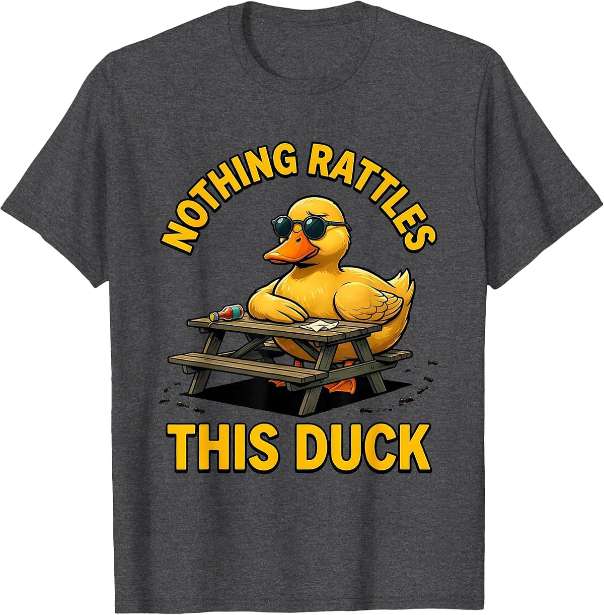 Nothing Rattles This Duck Funny Cartoon Duck Novelty Gift T-Shirt - Dark Heather Grey