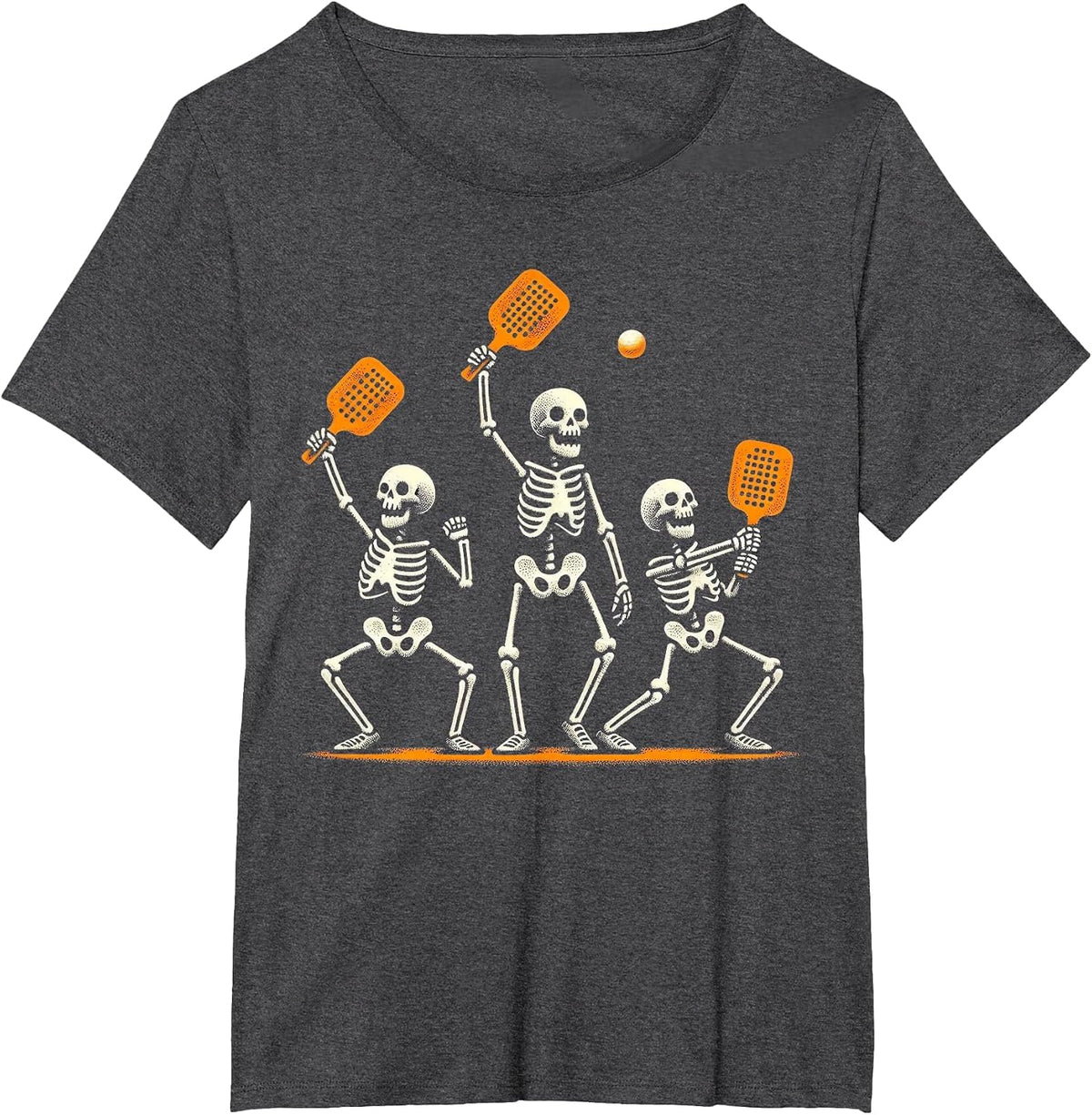 Funny Skeleton Playing Pickleball Halloween Costume Men T-Shirt - Dark Heather Grey
