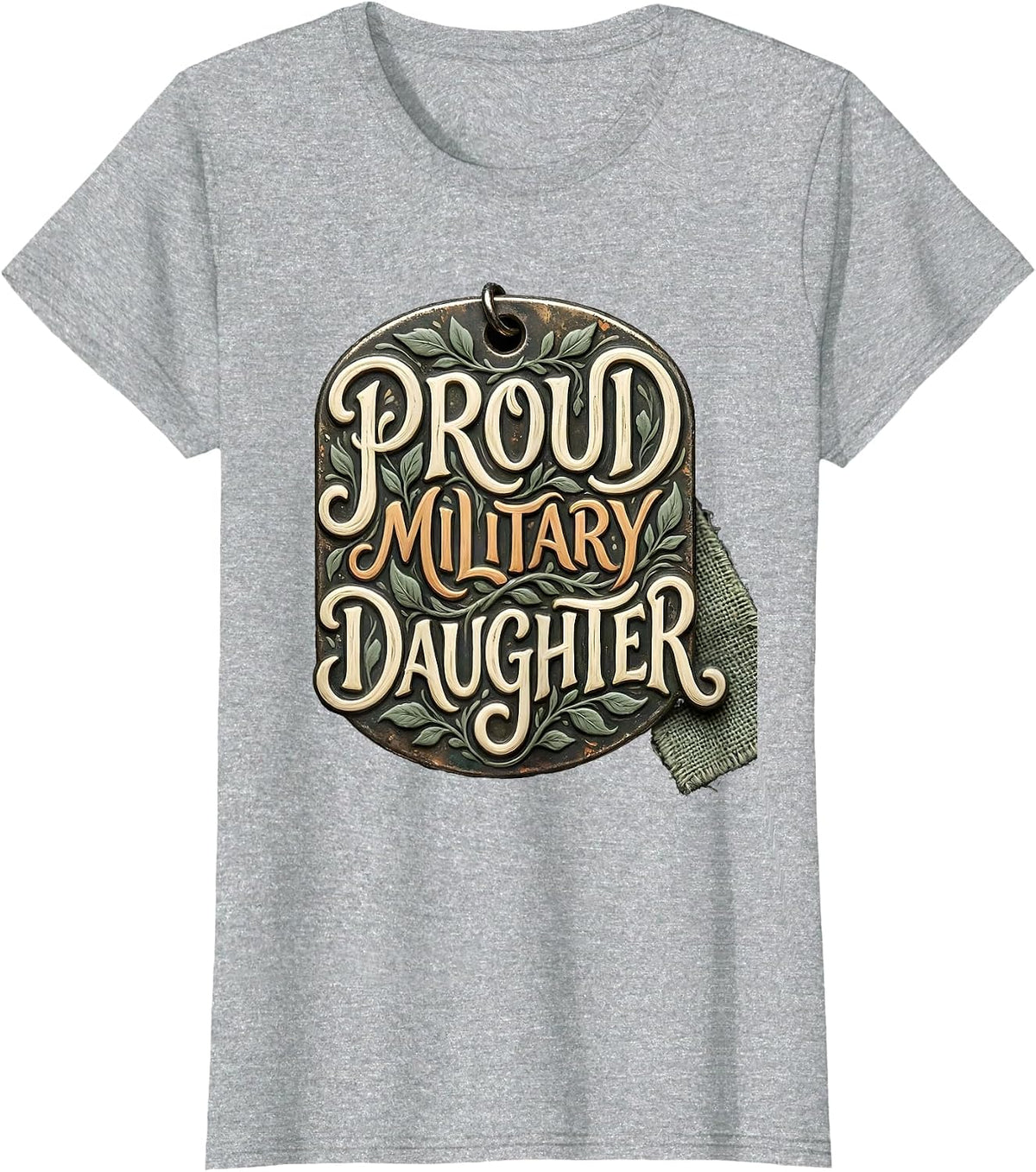 Proud Military Daughter Boho Typography Veteran Family T-Shirt - Heather Grey