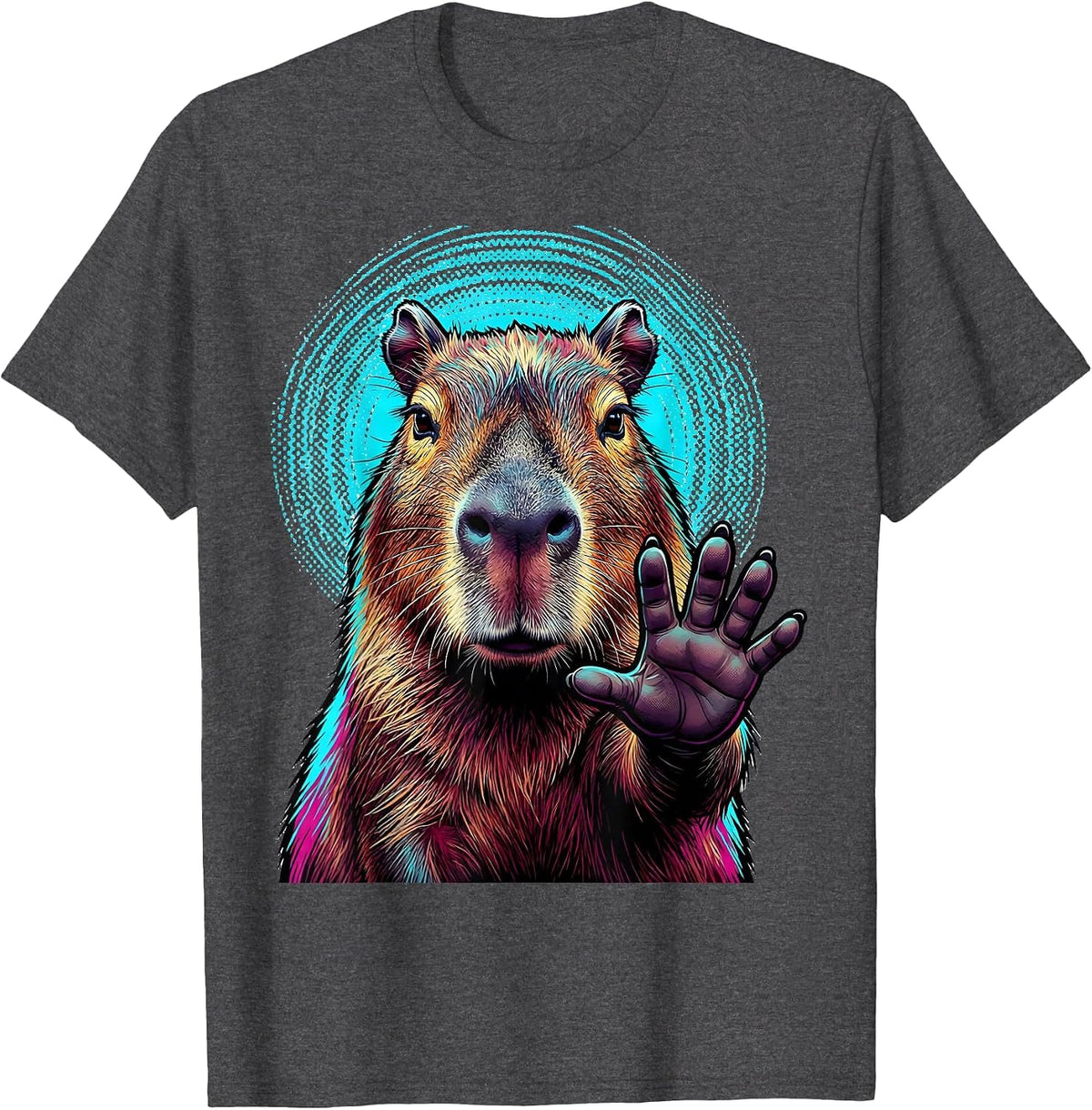 Men's Capybara Pop Art Animal Humor Meme T-Shirt - Dark Heather Grey