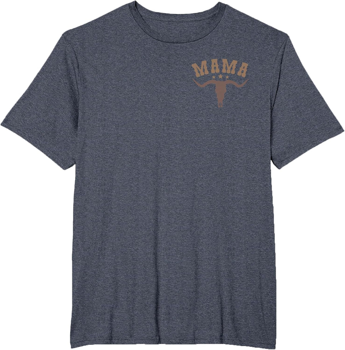 Mama Skull Highland Cow Boy Western Rodeo Family Matching T-Shirt, Men's Big and Tall, Heather Blue, 4X Tall - As Pictured