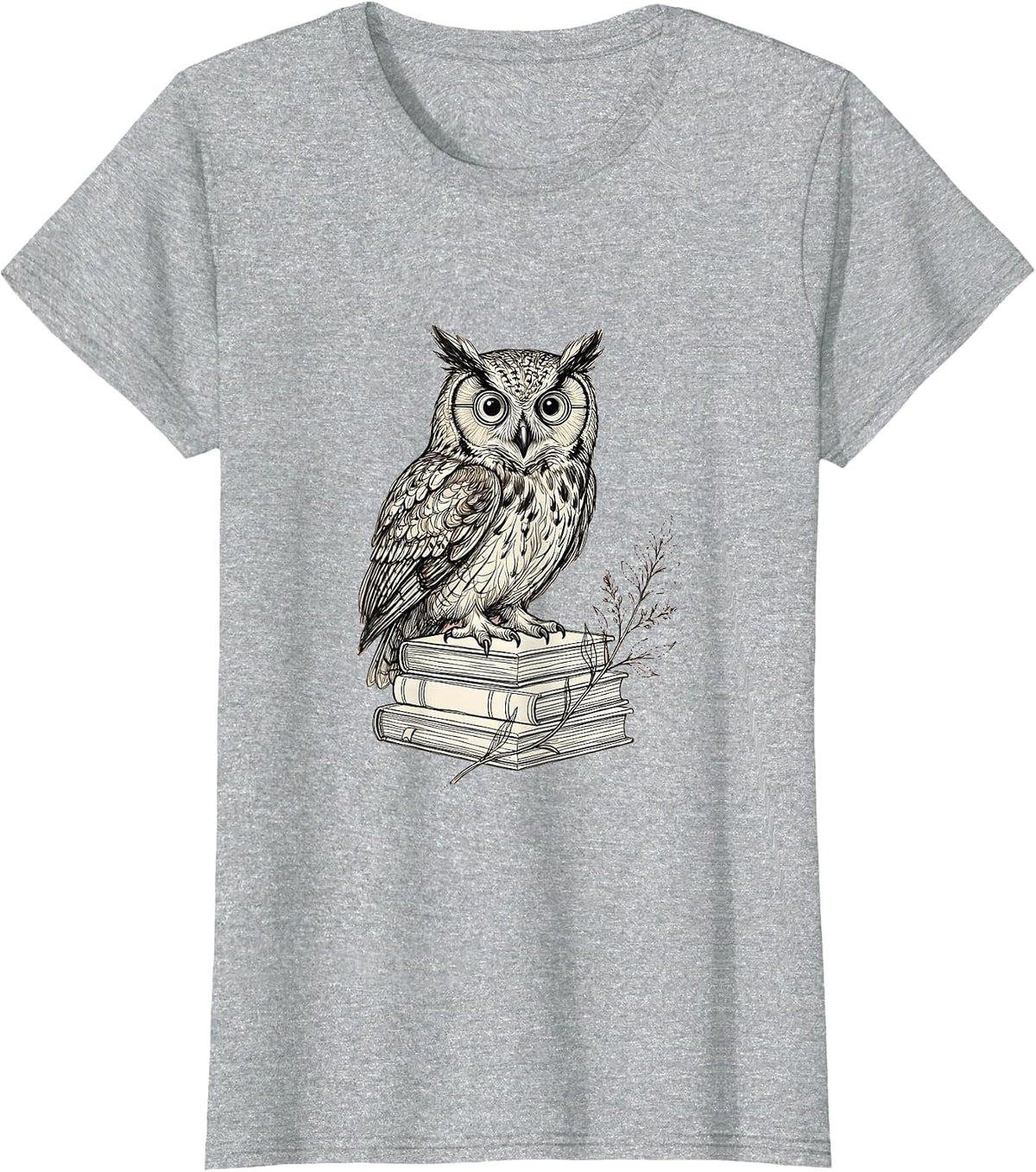 Women's Wise Owl on Books Cute Teacher Graphic T-Shirt - Heather Grey
