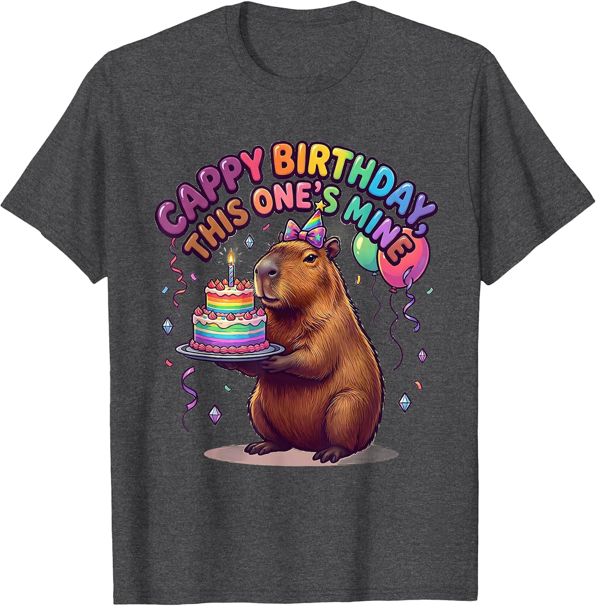 Men's Cappy Birthday This One’s Mine Cute Kawaii Capybara Kids T-Shirt - Dark Heather Grey
