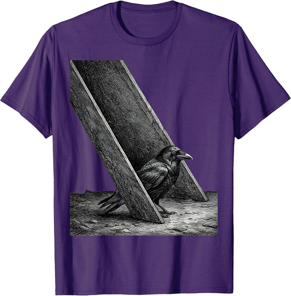 Men's Crow Raven Silhouette Gothic Dark Humor Bird Lover T-Shirt - Purple