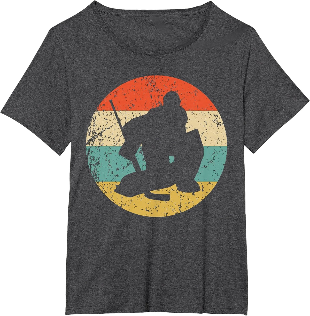 Hockey Vintage Retro Hockey Goalie T-Shirt - Dark Heather Grey