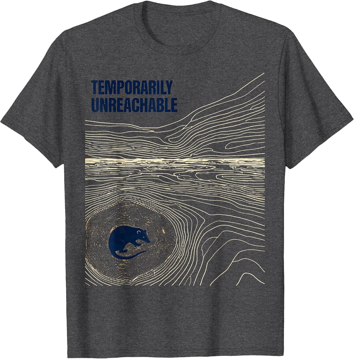 Men's Temporarily Unreachable Funny Opossum Meme Wildlife Humor T-Shirt - Dark Heather Grey