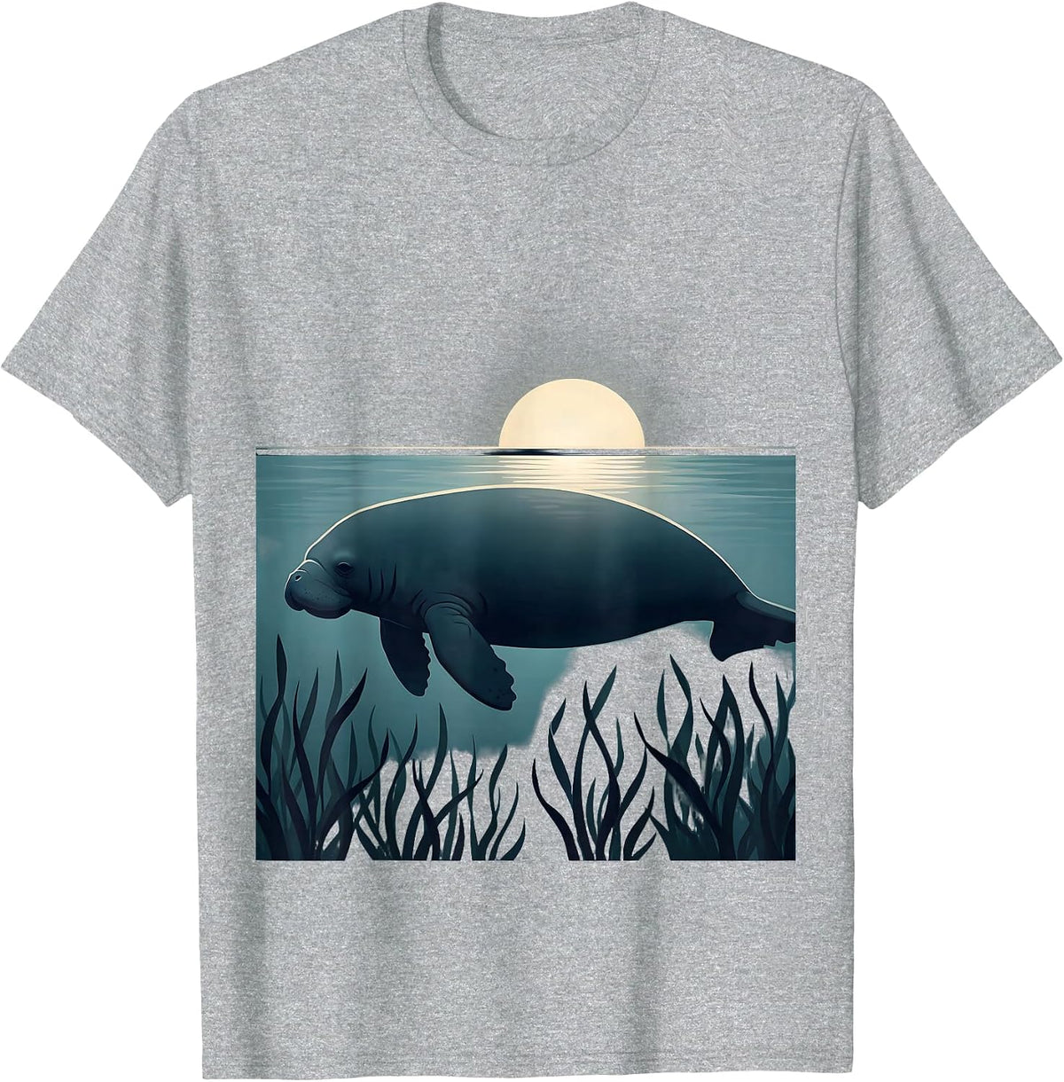Men's Gulf of America Manatee Underwater Illustration T-Shirt - Heather Grey