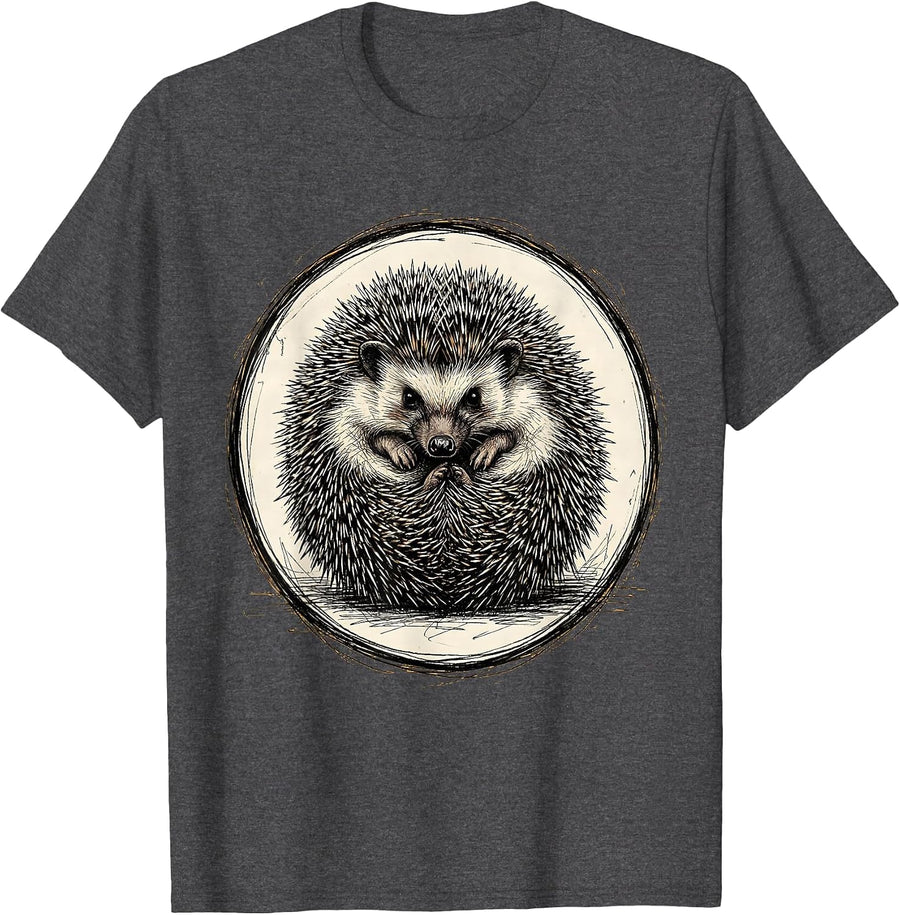 Men's Defensive Hedgehog Curled Spike Ball Graphic T-Shirt - Dark Heather Grey