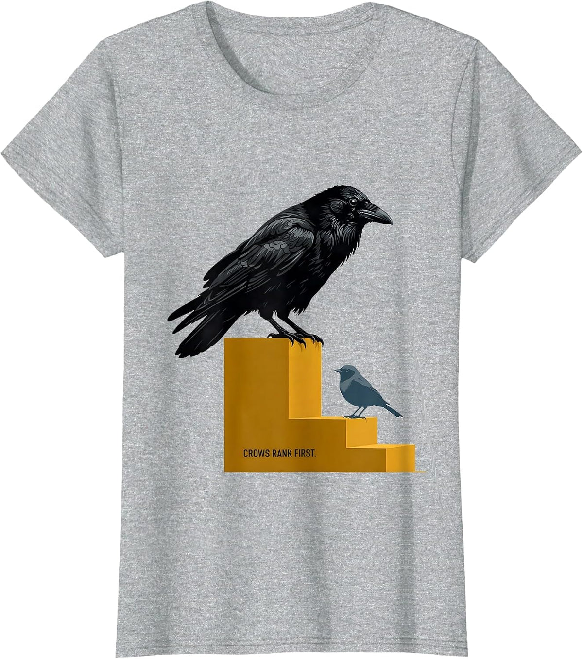 Crows Rank First Dark Humor Crow Lover Bird Enthusiast T-Shirt - Heather Grey