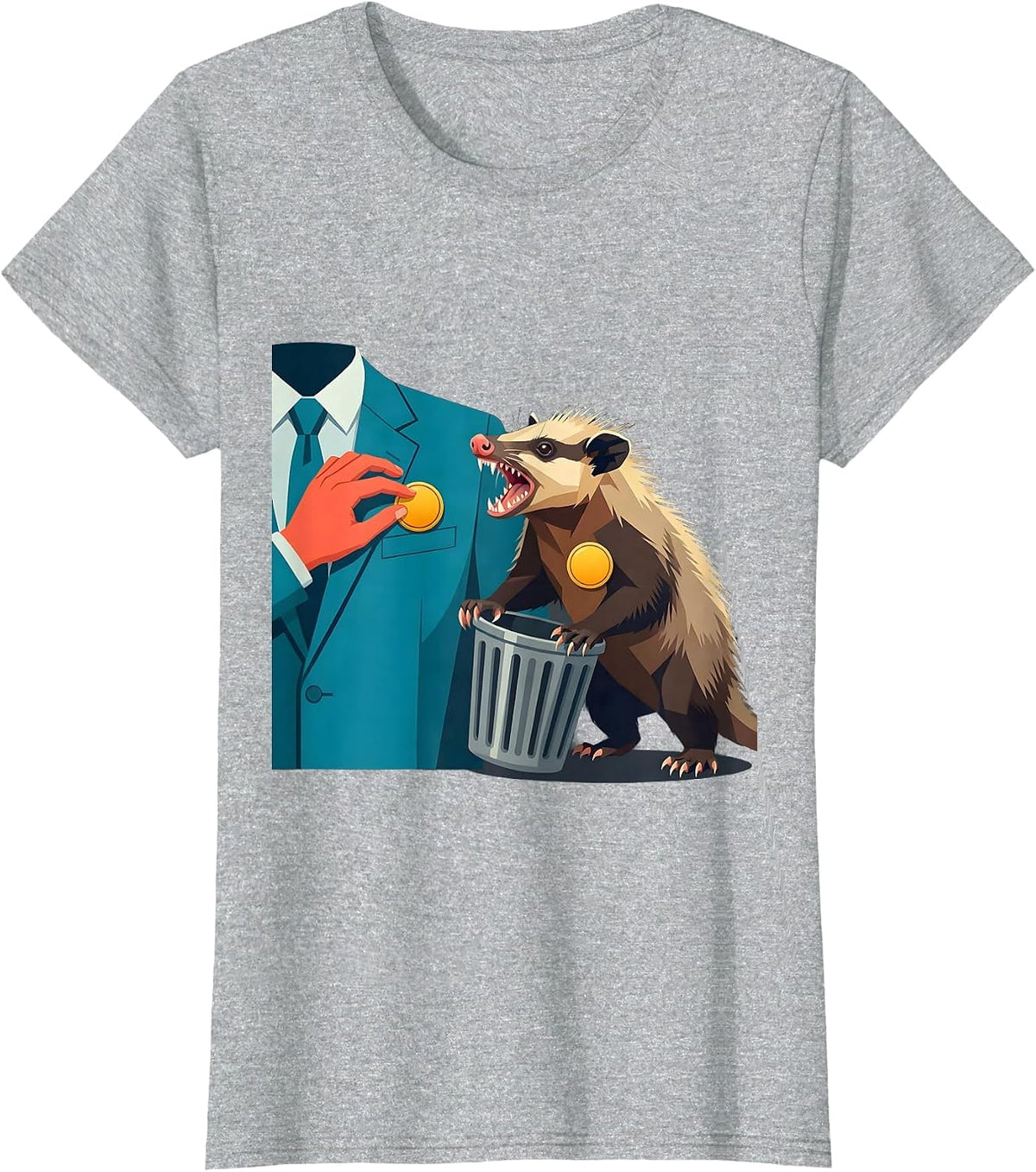 Flat Opossum Meme Humor Funny Possum Lover Gift T-Shirt - Heather Grey