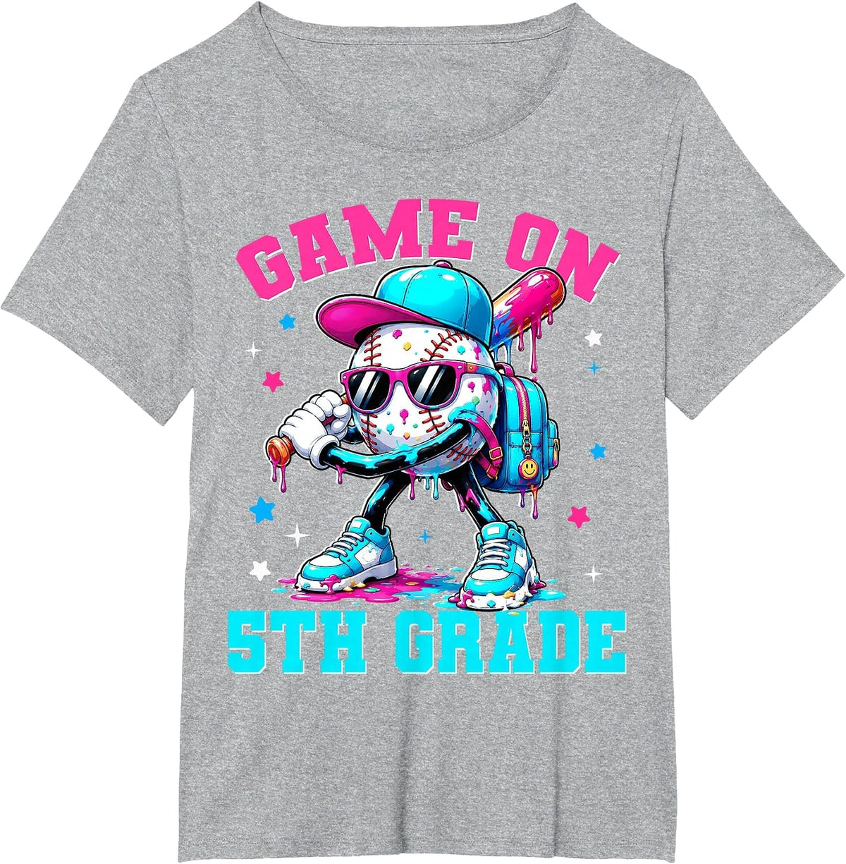 Game On 5th Grade Drip Baseball Back to School 2026 Kids Boy T-Shirt - Heather Grey
