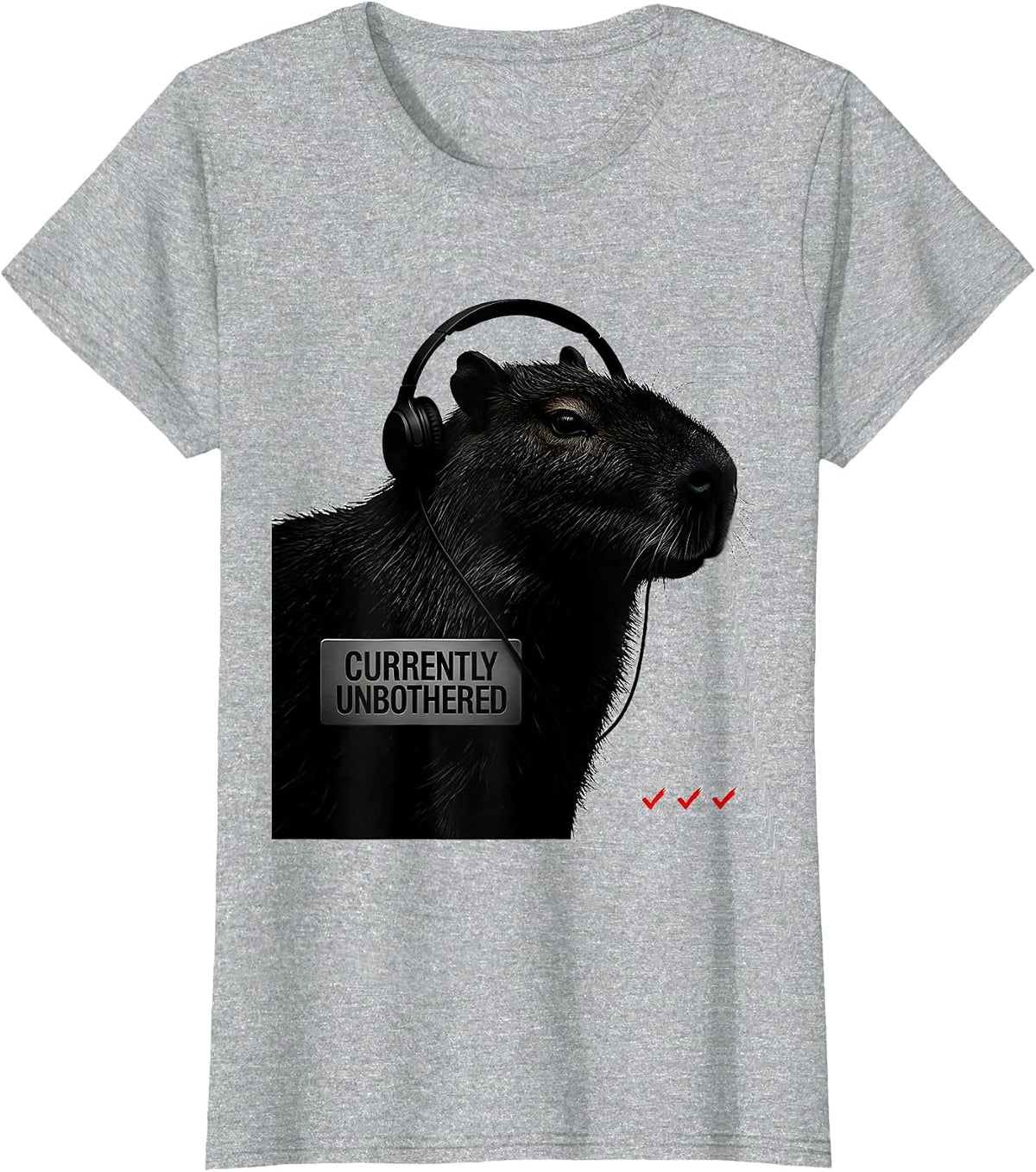 Women's Currently Unbothered Funny Capybara Gamer Meme Humor T-Shirt - Heather Grey