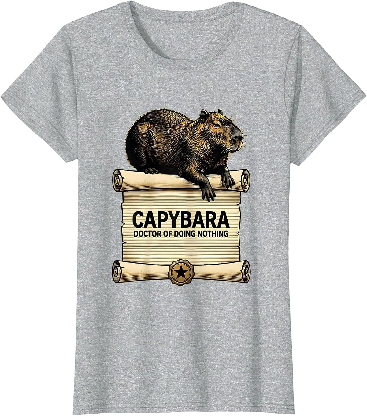 Women's Capybara Doctor Of Doing Nothing Funny Animal Humor Gift T-Shirt - Heather Grey
