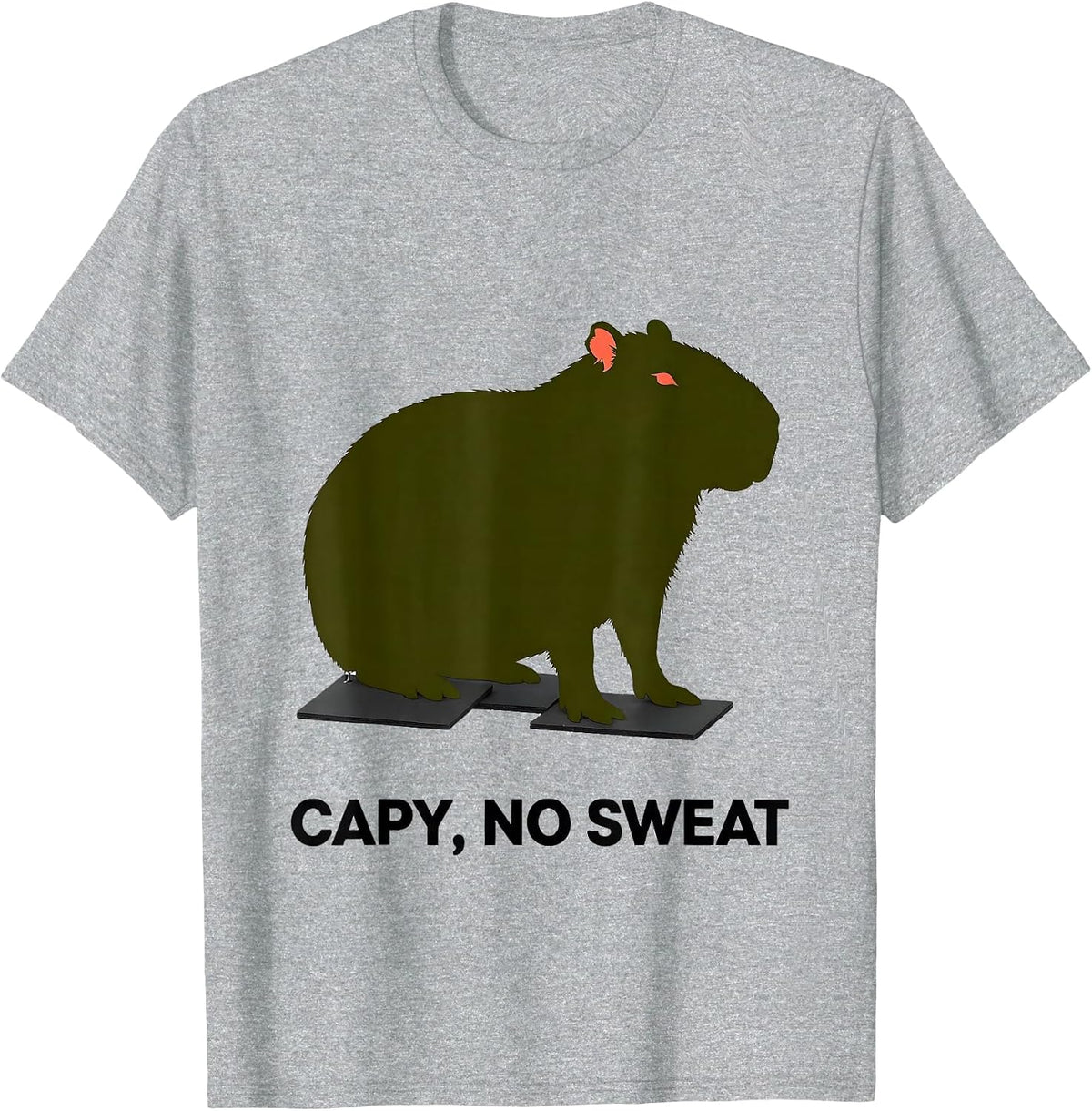 Men's Capy, No Sweat Funny Capybara Meme Animal Humor T-Shirt - Heather Grey