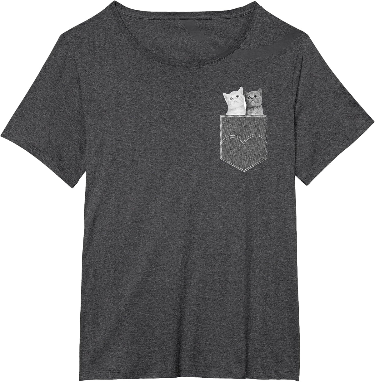 Pocket Cat - Funny Peeking Pet Cute Kitten Animal T-Shirt - Dark Heather Grey