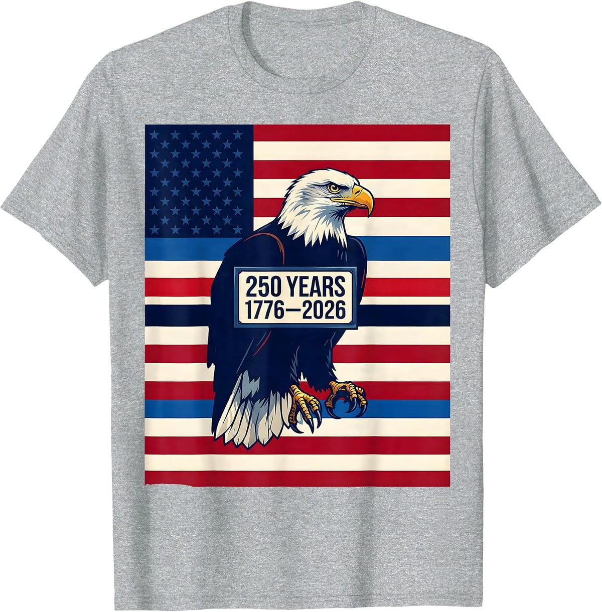Men's 250 Years · 1776–2026 Geometric Eagle Flag USA 250th T-Shirt - Heather Grey