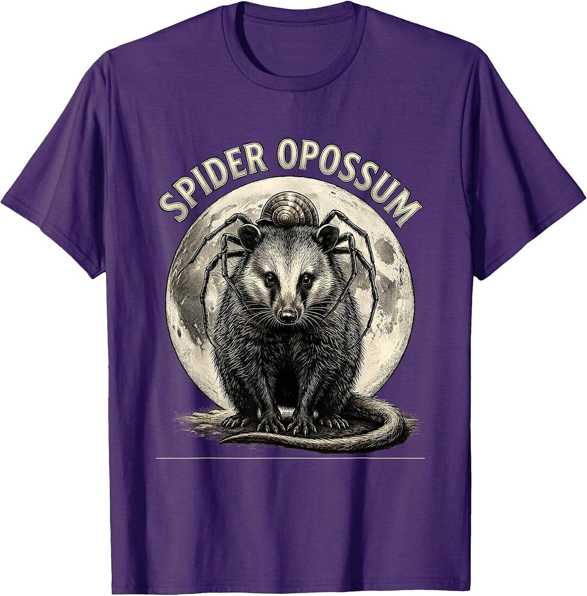 Men's Spider Opossum Vintage Gothic Halloween Moon Novelty T-Shirt - Purple