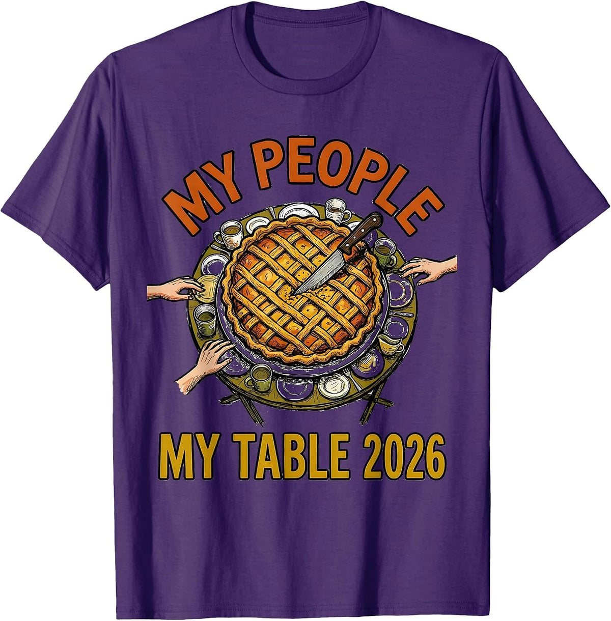 My People, My Table 2026 Funny Friendsgiving Matching Group T-Shirt - Purple