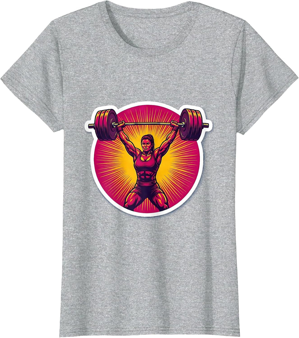 Weightlifter Overhead Press Triumph Sports Graphic T-Shirt - Heather Grey