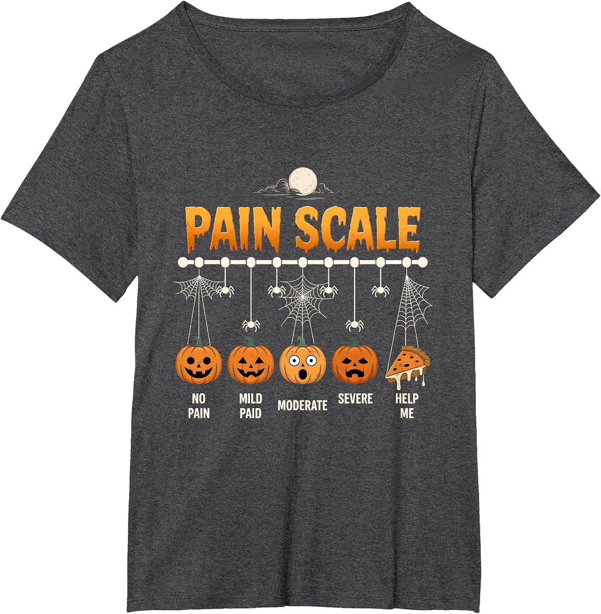 Halloween Pain Scale Pumpkin Trauma Nurse Triage Medical T-Shirt - Dark Heather Grey