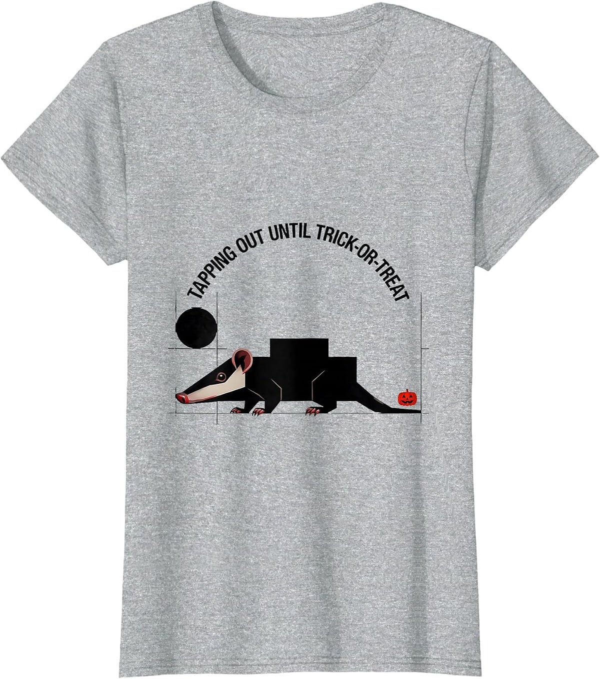 Women's Tapping Out Until Trick-Or-Treat Vintage Opossum Halloween T-Shirt - Heather Grey