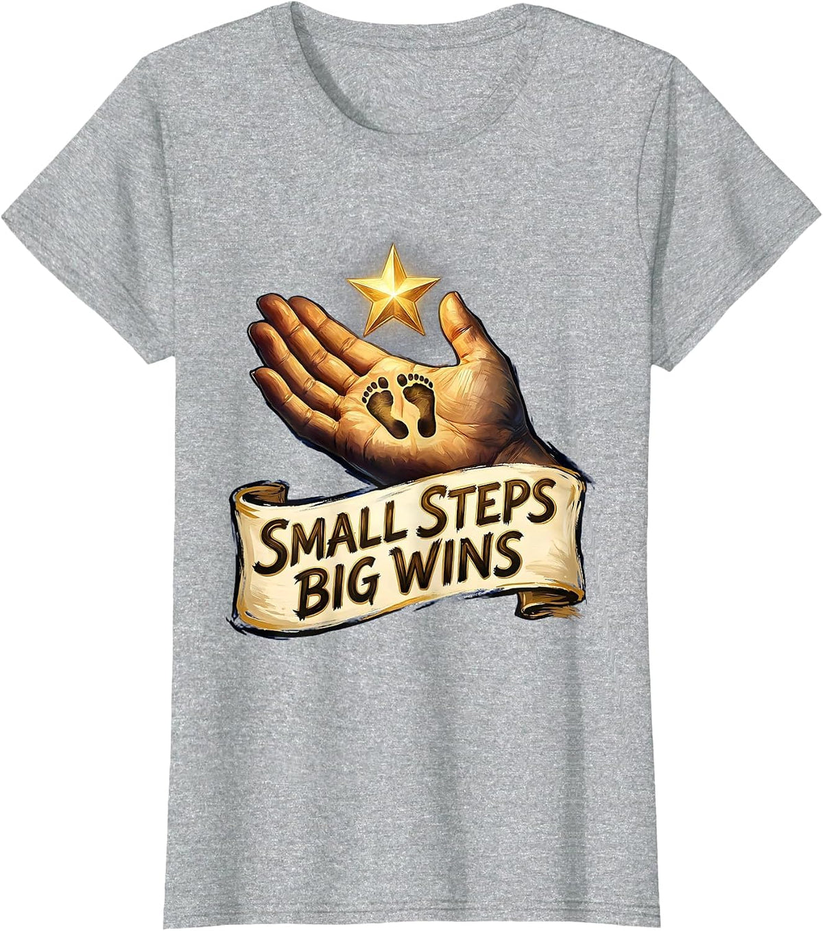 Women's Small Steps Big Wins Special Education Teacher T-Shirt - Heather Grey