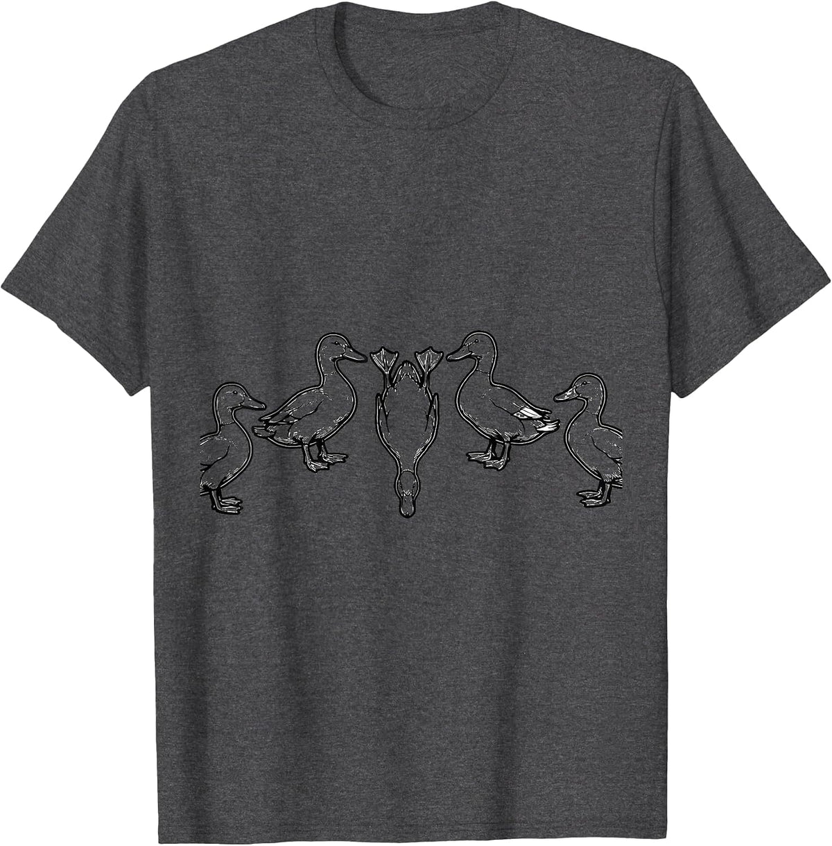 Men's Duck Line Art Funny Novelty Gift for Adults T-Shirt - Dark Heather Grey