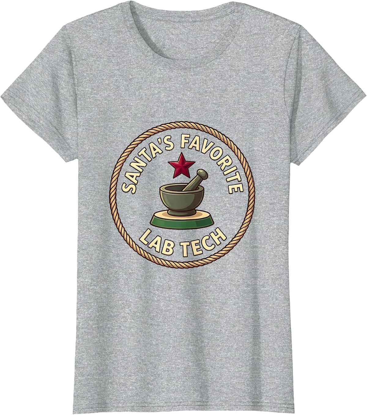 Santa's Favorite Lab Tech Funny Pharmacy Tech Christmas T-Shirt - Heather Grey